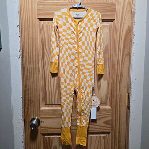 Dream Big Little Co Orange Checker Bamboo Romper 3T